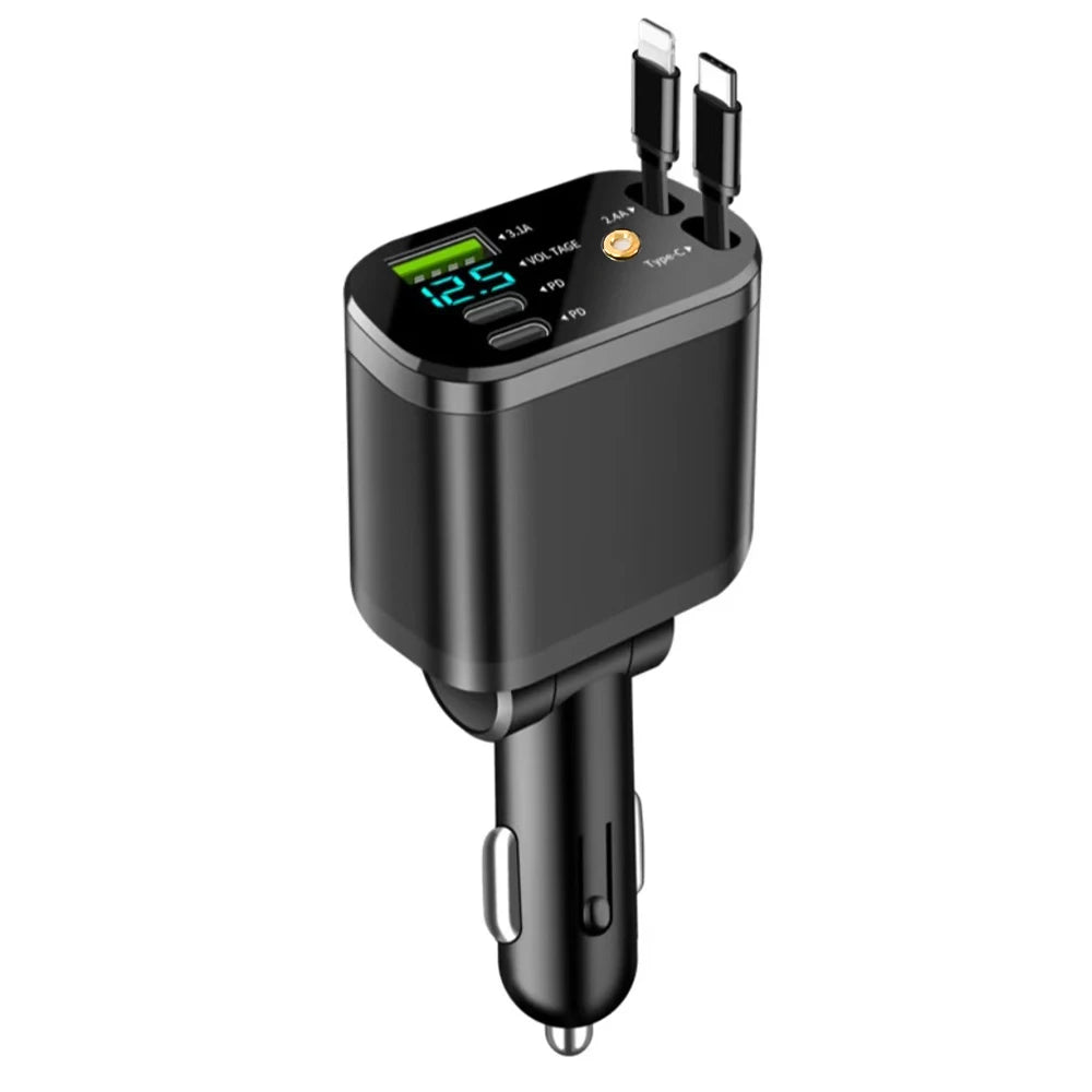5 IN 1 Retractable Car Charger USB