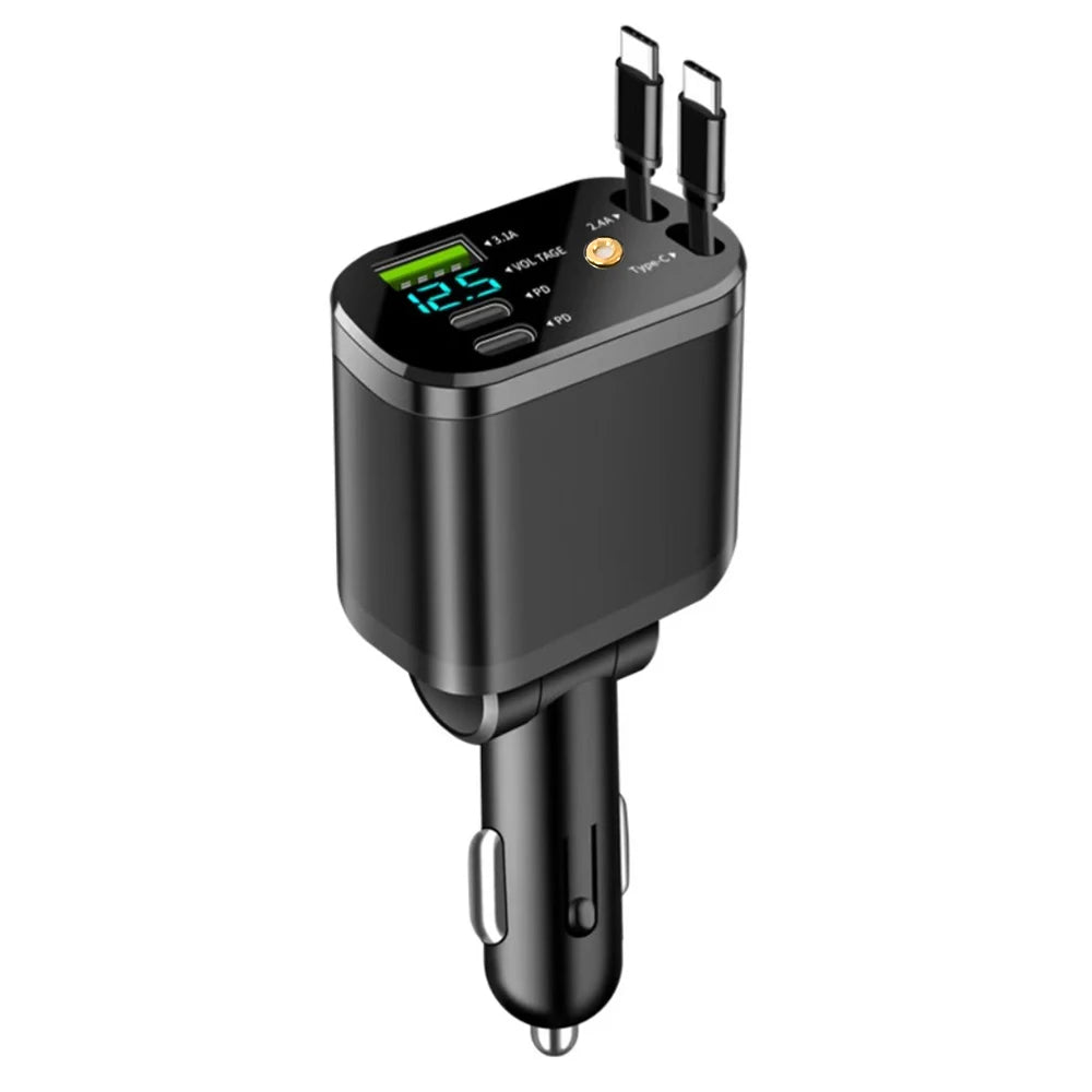 5 IN 1 Retractable Car Charger USB