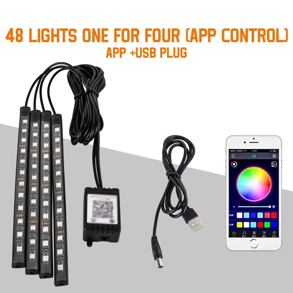 RGB LED Interior Car Lights-Music Control Ambient Lighting