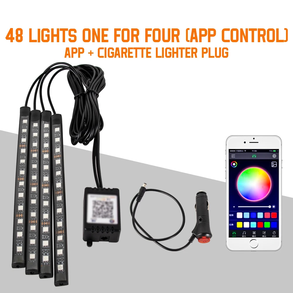 RGB LED Interior Car Lights-Music Control Ambient Lighting