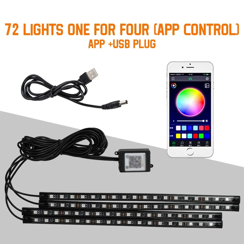 RGB LED Interior Car Lights-Music Control Ambient Lighting