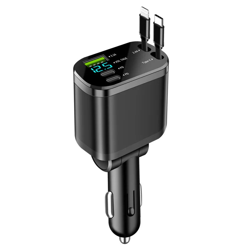 5 IN 1 Retractable Car Charger USB