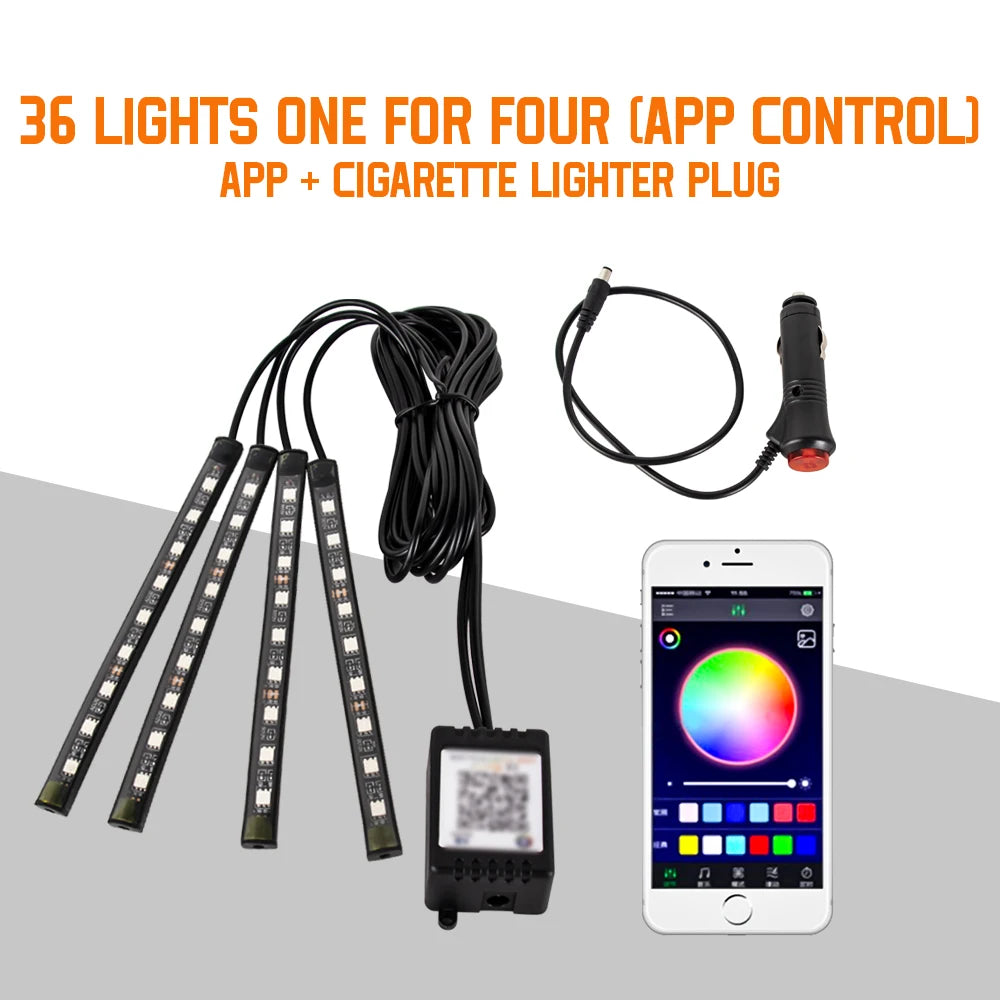 RGB LED Interior Car Lights-Music Control Ambient Lighting