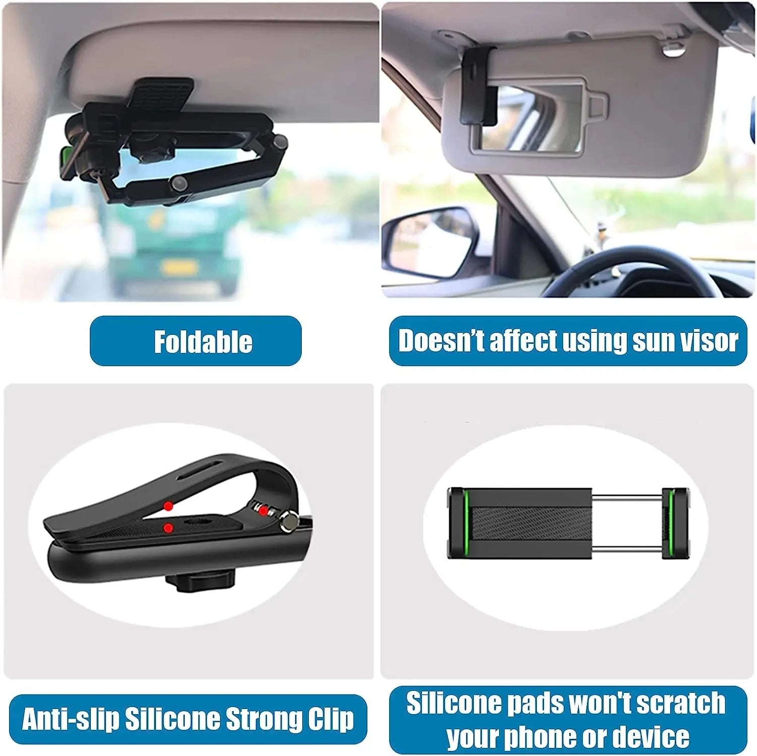 Sun Visor Phone Holder for Car Multifunctional 360°