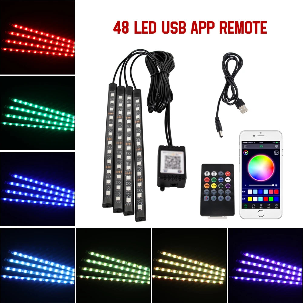 RGB LED Interior Car Lights-Music Control Ambient Lighting