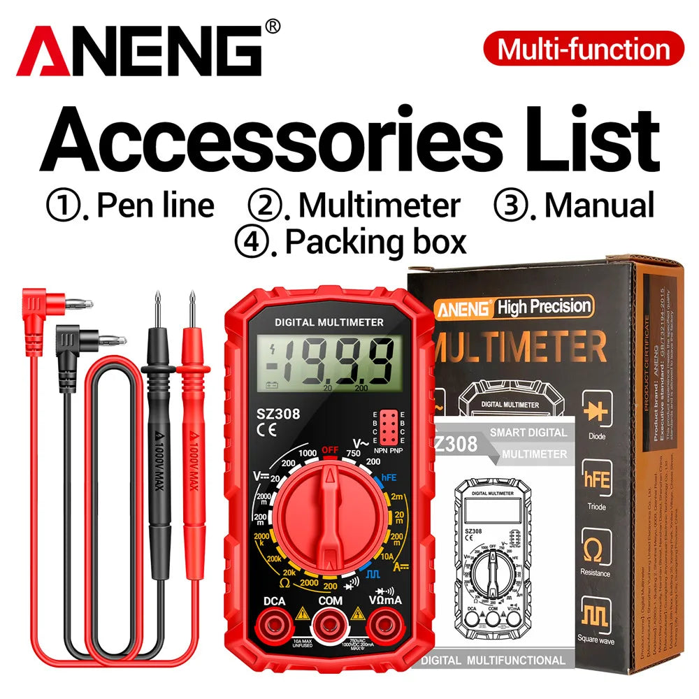 ANENG SZ308 Digital Multimeter-Elektrischer AC/DC Tester mit LCD Display