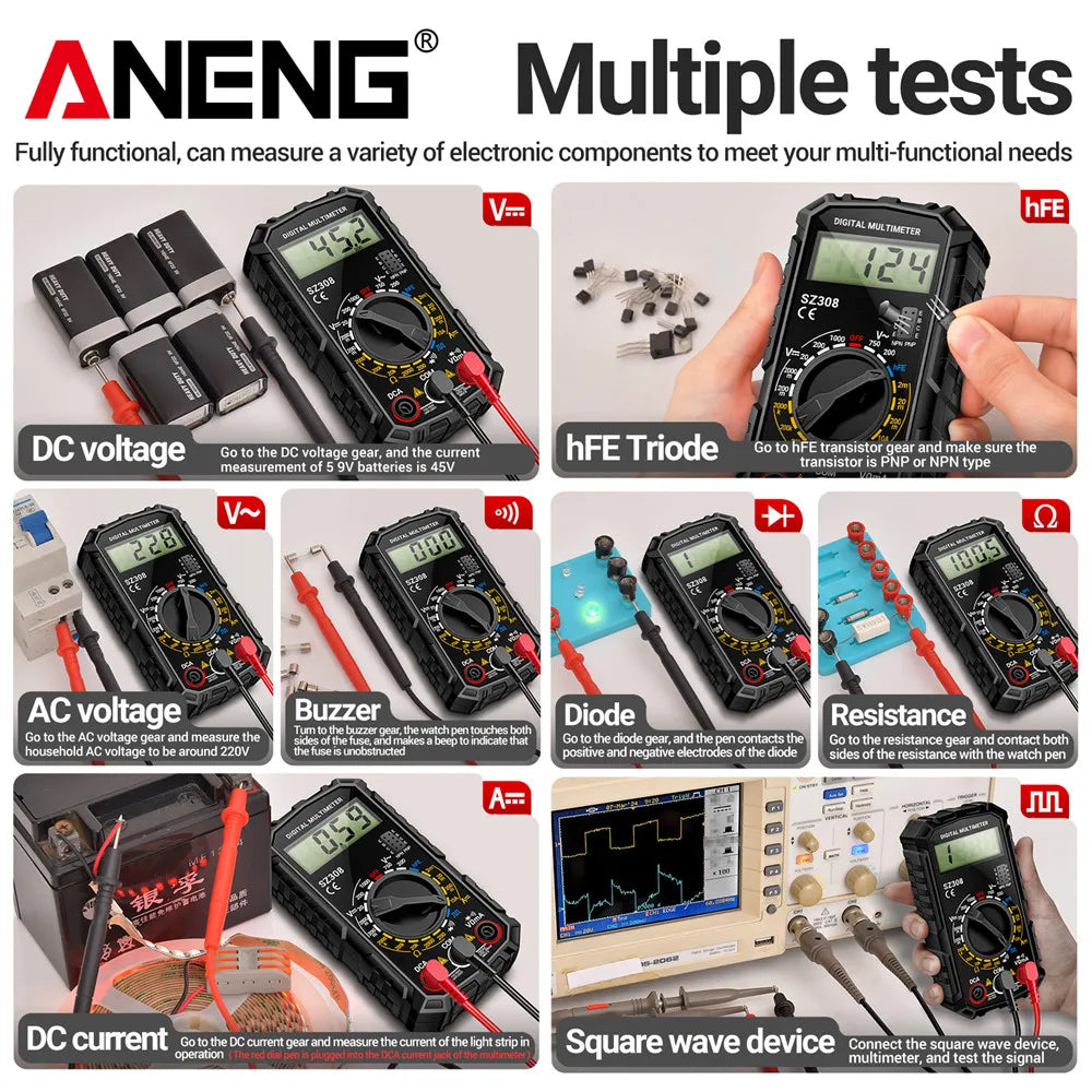 ANENG SZ308 Digital Multimeter-Elektrischer AC/DC Tester mit LCD Display