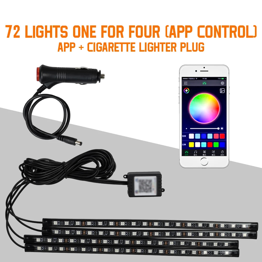 RGB LED Interior Car Lights-Music Control Ambient Lighting