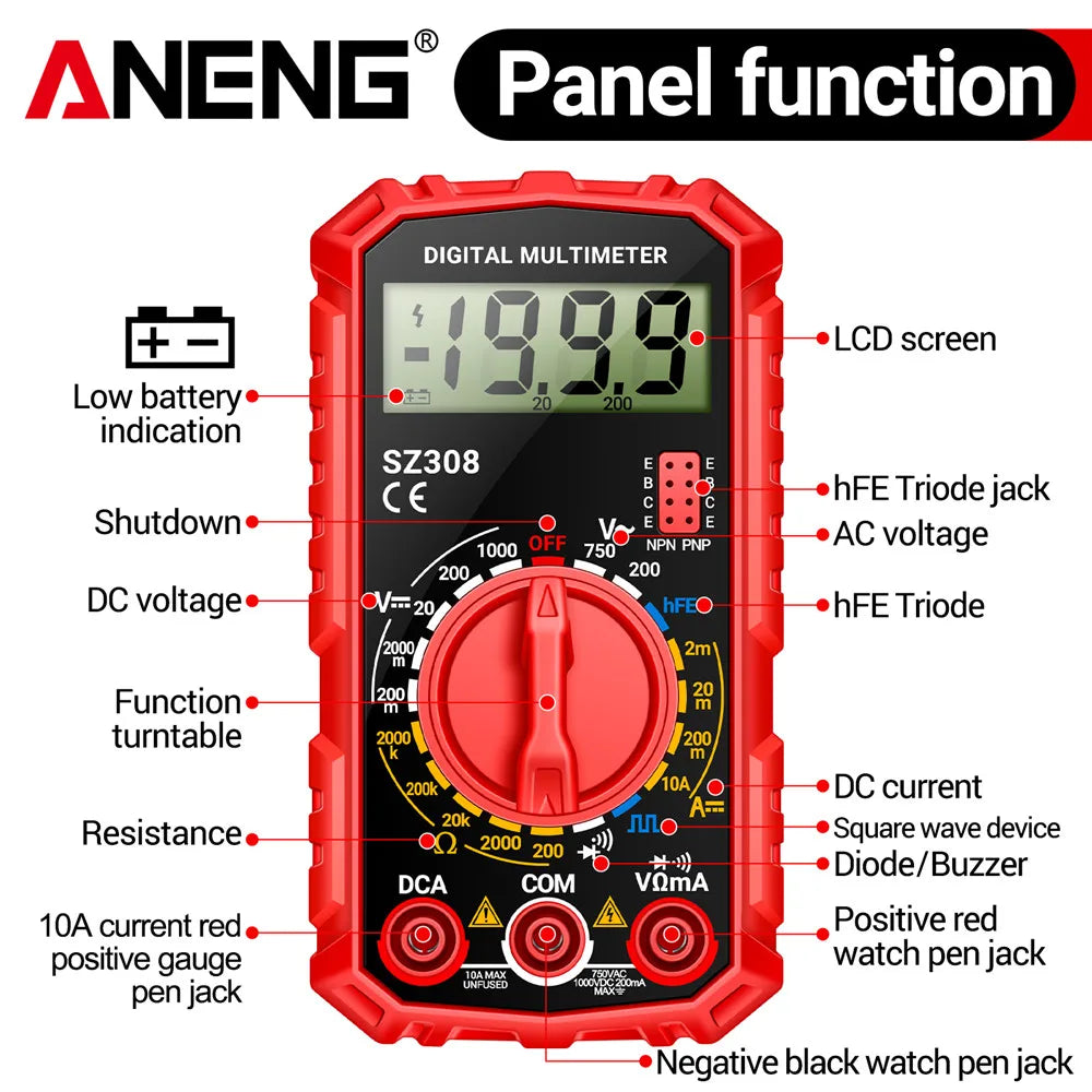 ANENG SZ308 Digital Multimeter-Elektrischer AC/DC Tester mit LCD Display