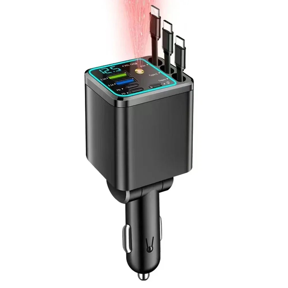 5 IN 1 Retractable Car Charger USB