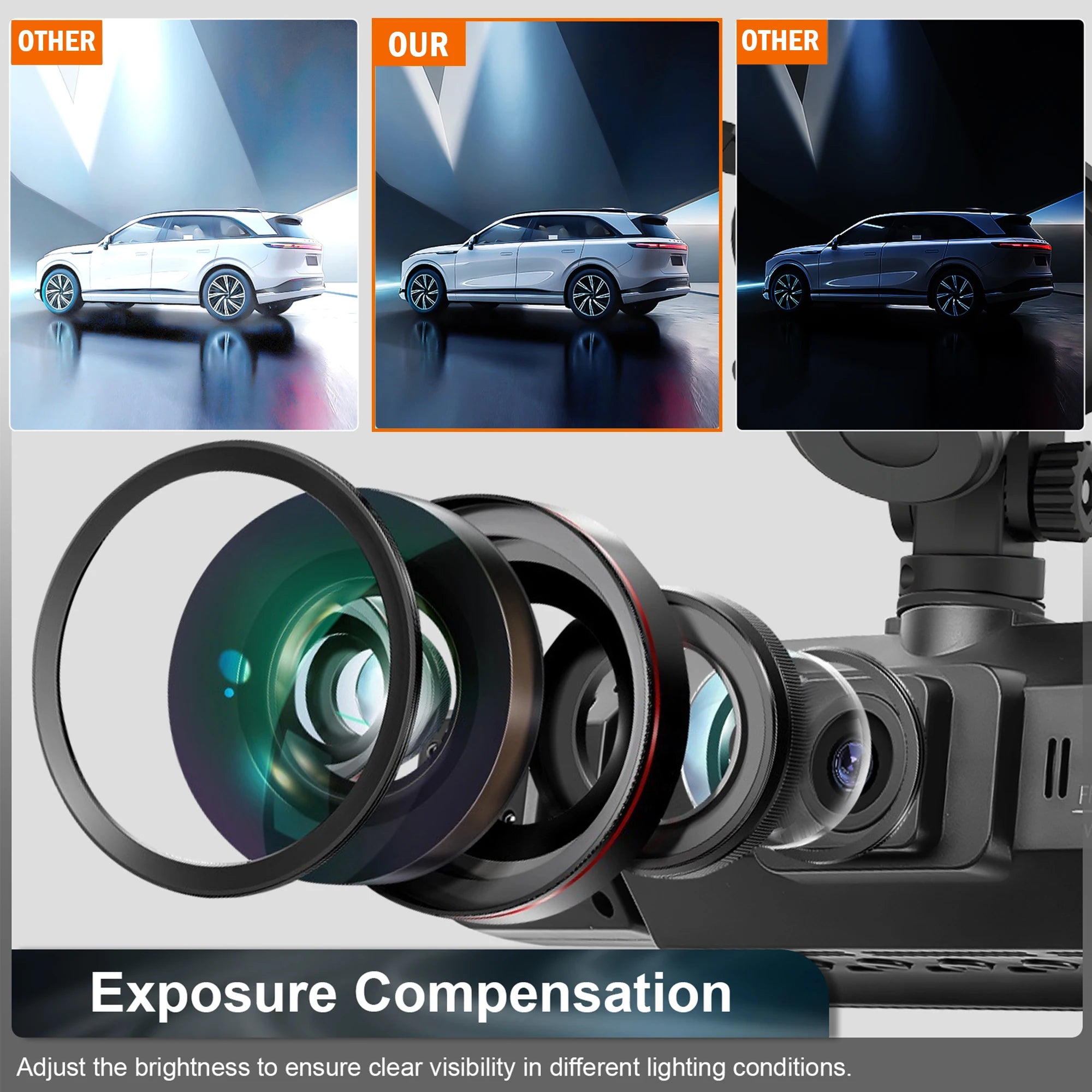 Dashcam für Autos, 4-Kanal-Blackbox, WiFi-Fahrkamera