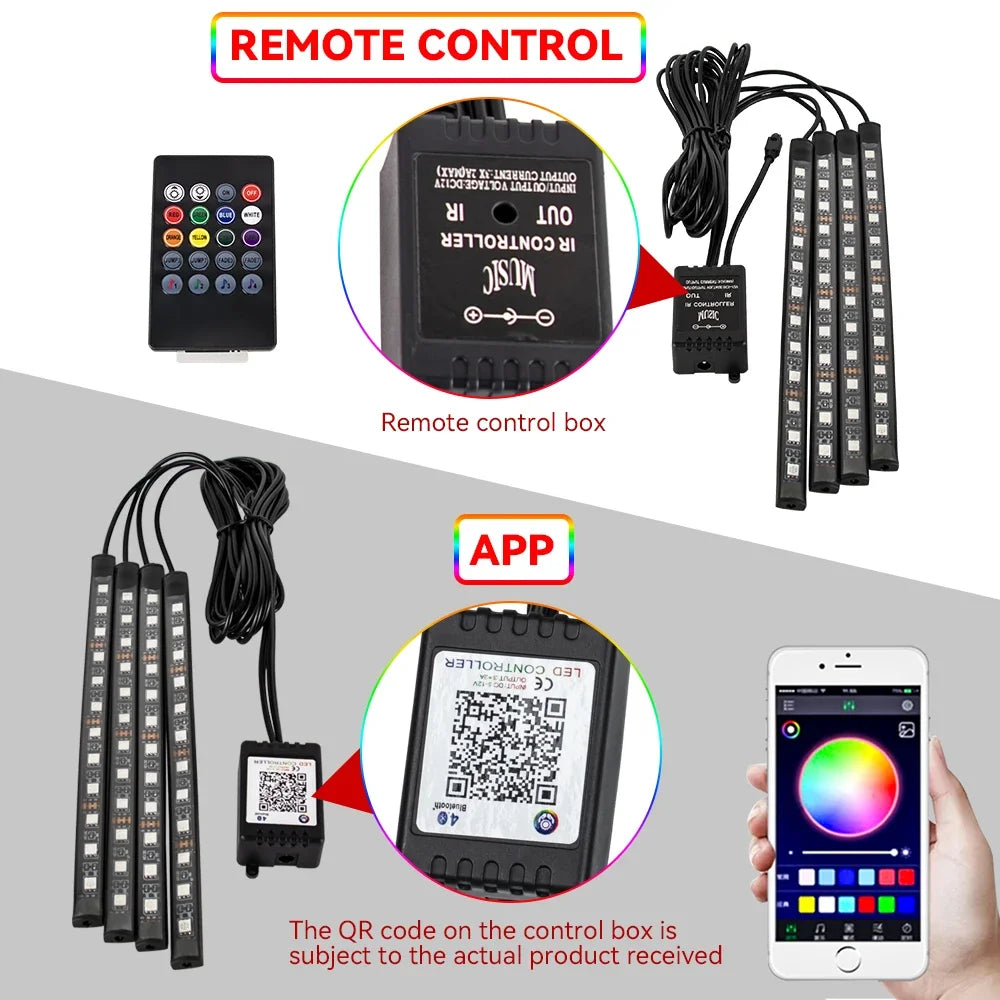 RGB LED Interior Car Lights-Music Control Ambient Lighting
