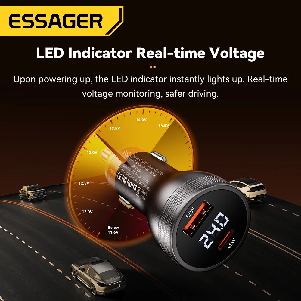 Charger auto 100W type C