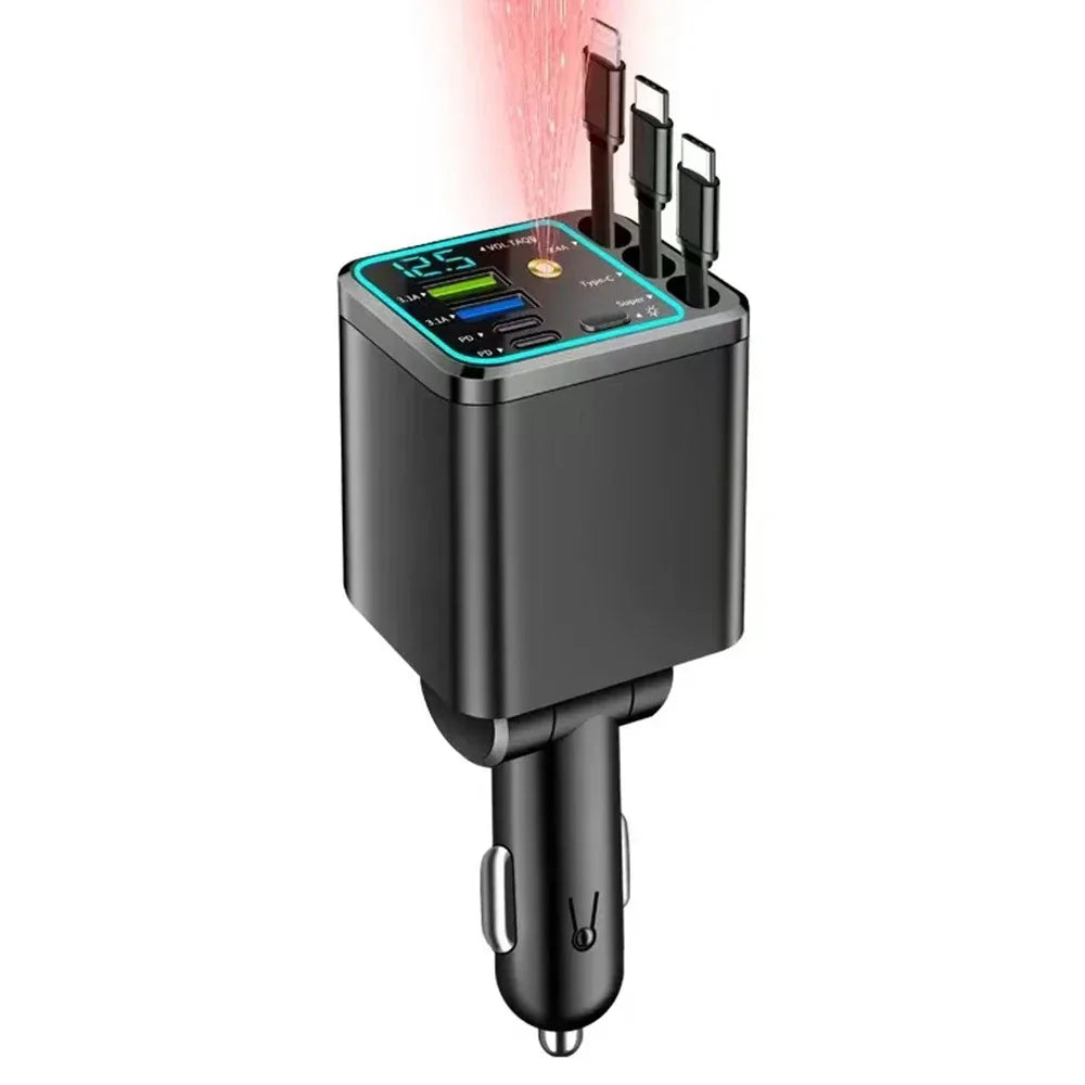 5 IN 1 Retractable Car Charger USB